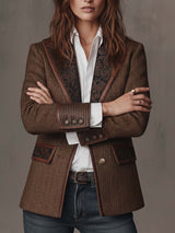 Gisèle | Chevron Print Paneled Blazer
