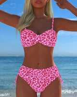 Nicole | Maillot Deux Pièces à Motif Léopard et Bouton