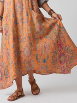 Joséphine | Robe Midi Imprimée à Col Cranché et Poches
