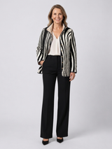 Sylvie | Black & White Curved Stripe Quilted Jacket