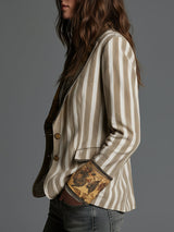 Suzanne | Bohemian Striped Print-Collar Blazer