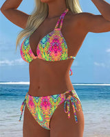 Sandra | Bikini Coloré à Motif Halter