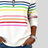 Corabelle | Striped Quarter-Zip Sweatshirt
