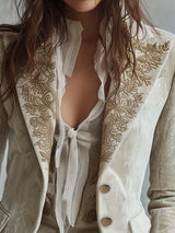 Constance | Ivory Embroidered Tailored Blazer