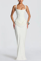 Philippine | Square Neck Satin Maxi Dress