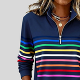Corabelle | Striped Quarter-Zip Sweatshirt