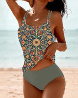 Jeannine | Tankini Imprimé à Double Bande