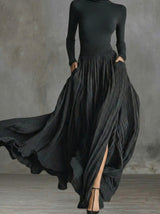 Rachel | High-Waisted Vintage Suede-Look Maxi Dress
