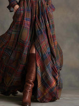 Béatrice | Plaid Maxi Dress with Belt