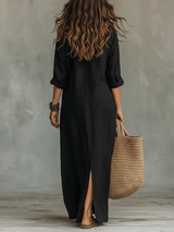 Xénia | Robe Noire Élégance Tranquille