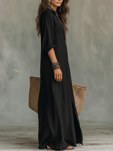 Xénia | Robe Noire Élégance Tranquille