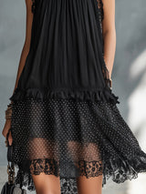 Pauline | Robe Mini Transparente à Pois, Volants et Bordure en Dentelle Noire
