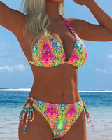 Sandra | Bikini Coloré à Motif Halter