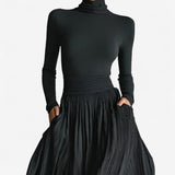 Rachel | High-Waisted Vintage Suede-Look Maxi Dress