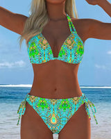 Sandra | Bikini Coloré à Motif Halter