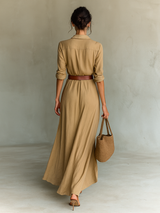 Victorie | Long Flowing Wrap-Collar Dress