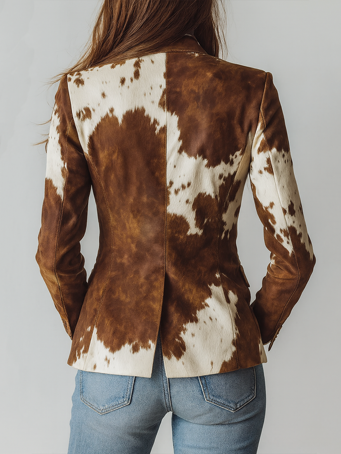 Solveig | Eco-Conscious Vintage Cow-Print Blazer