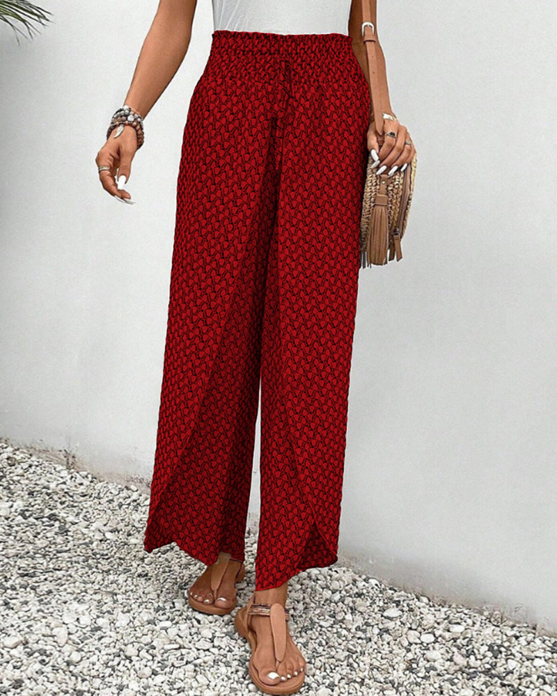 Sabine | Pantalon Large à Motif Géométrique