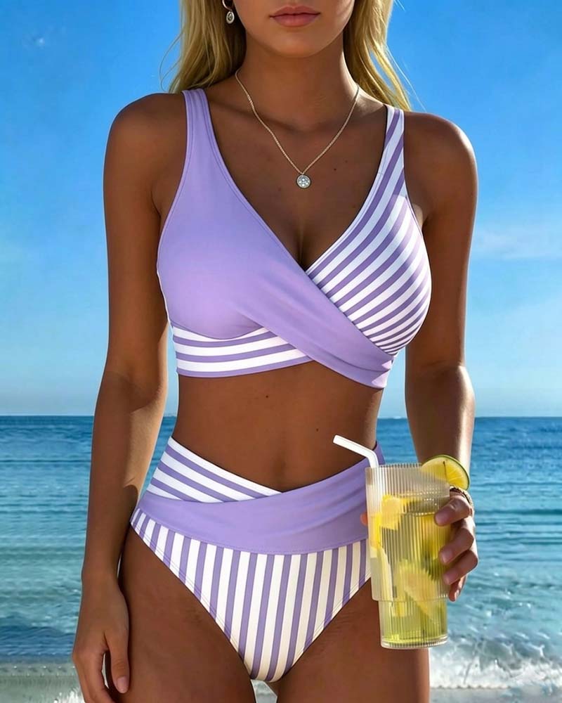Aliénor | Bikini à Rayures Croisées