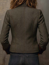Honorine | Vintage Chevron Contrast-Trim Blazer