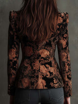 Séraphine | Black &amp; Bronze Floral Tailored Blazer