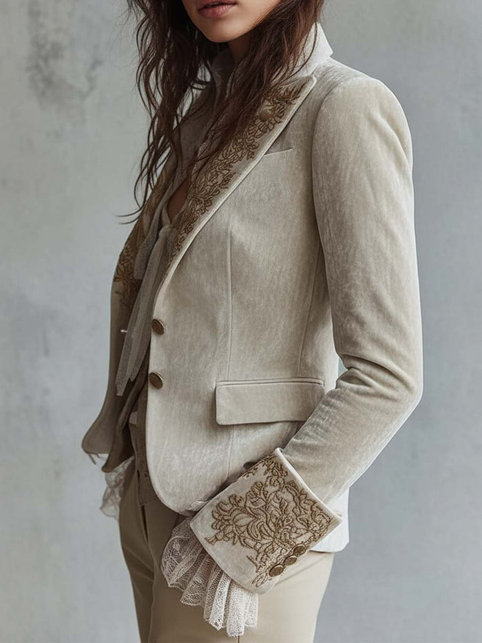 Constance | Ivory Embroidered Tailored Blazer