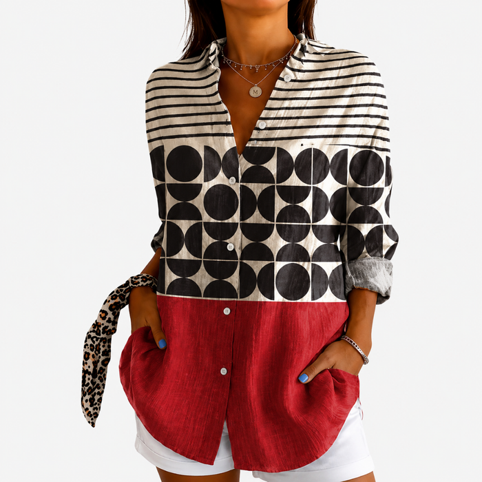 Delphine | Blouse Rétro Colorblock