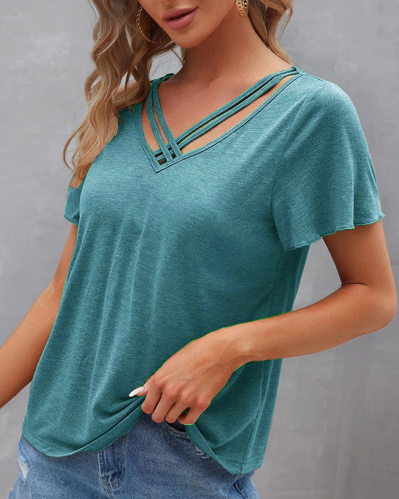 Marion | T-Shirt Uni Col V