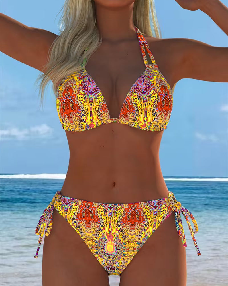 Sandra | Bikini Coloré à Motif Halter
