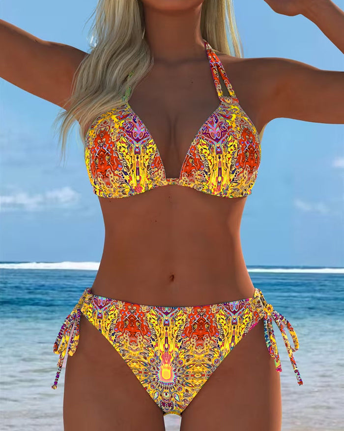 Sandra | Bikini Coloré à Motif Halter
