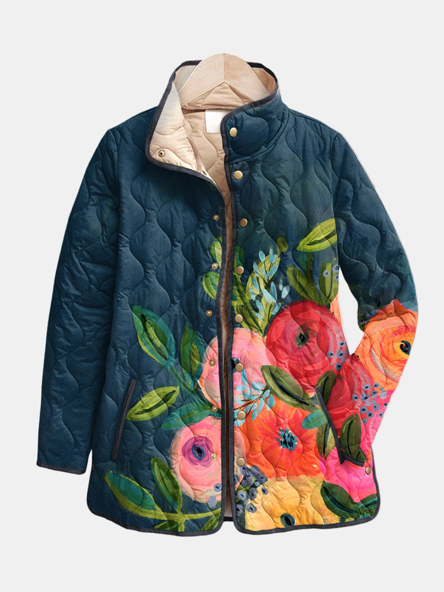 Camélia | Midnight Floral Quilted Jacket