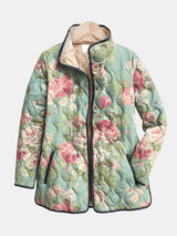 Claire | Sage Green Antique Rose Quilted Jacket
