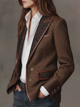 Gisèle | Chevron Print Paneled Blazer