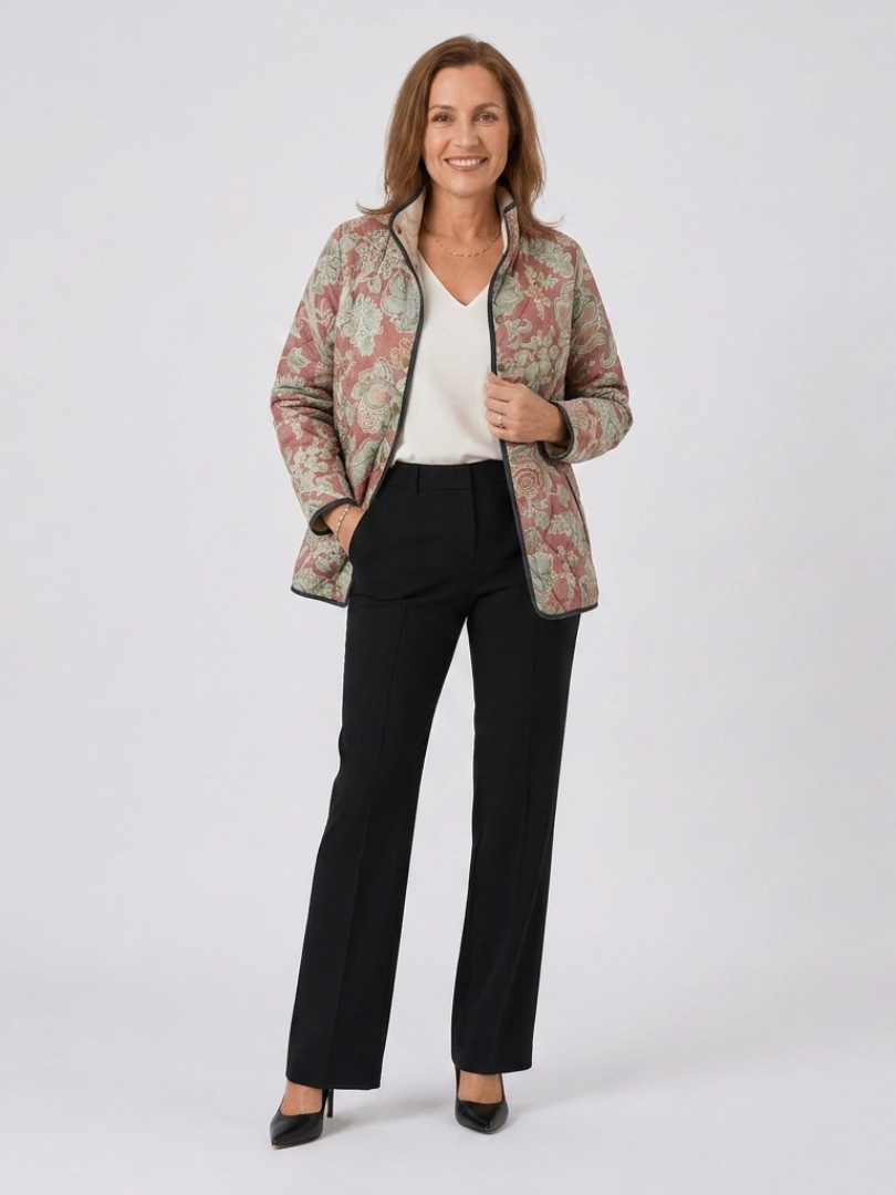 Paulette | Terracotta Damask Quilted Jacket