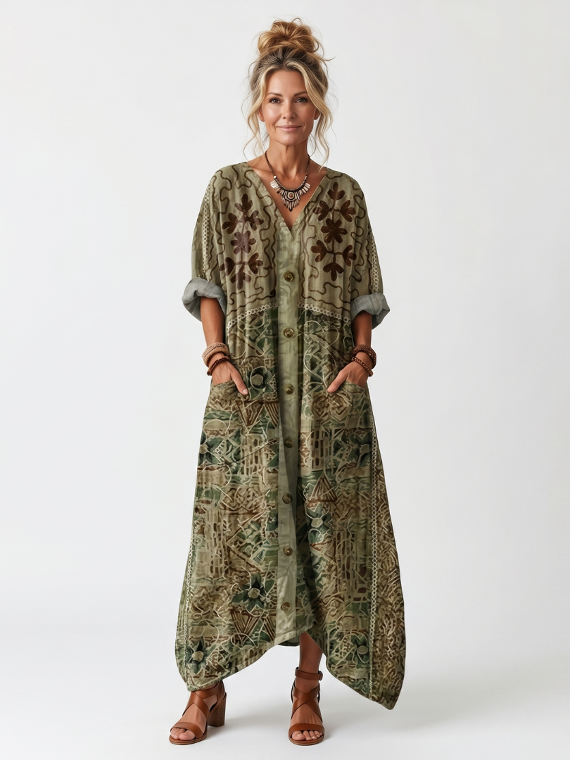 Rachilde | Robe Midi Boutonnée à Grandes Poches