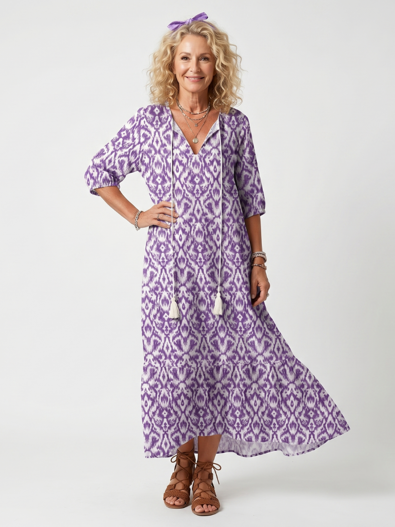 Irène | Robe Midi Imprimée à Lanières