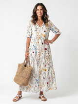 Zéphyrine | Robe Midi Fleurie à Lanières
