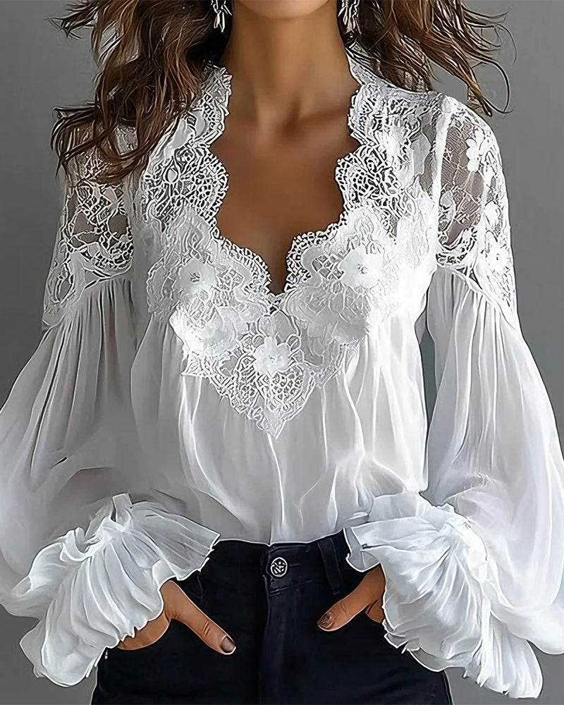 Océane | Blouse en Dentelle Patchwork