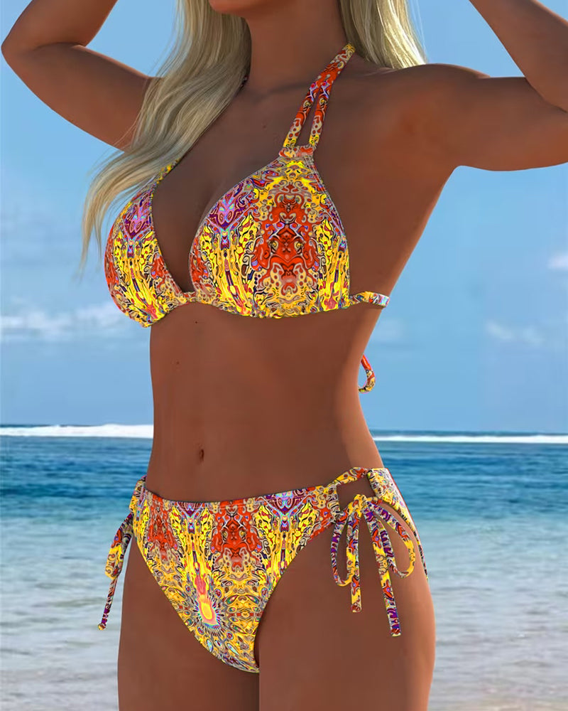 Sandra | Bikini Coloré à Motif Halter