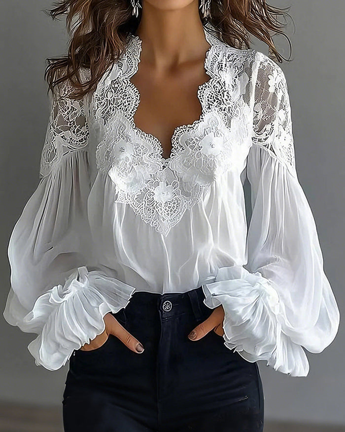 Océane | Blouse en Dentelle Patchwork