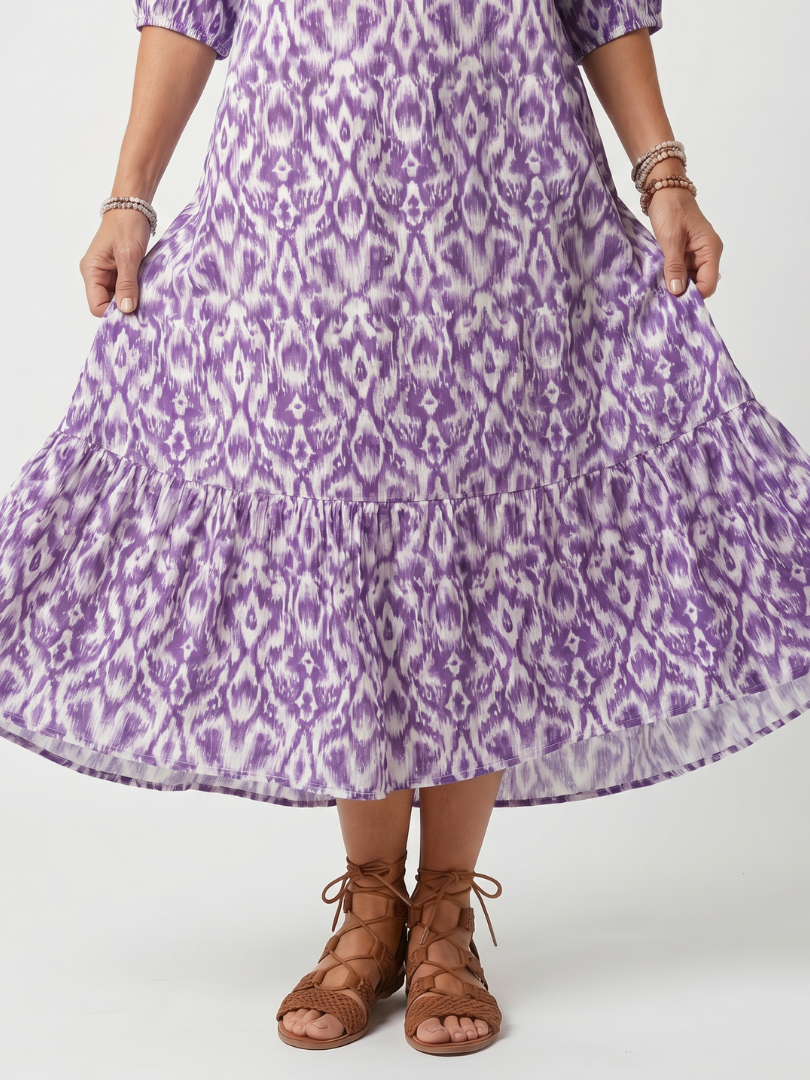 Irène | Robe Midi Imprimée à Lanières