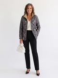 Nathalie | Pressed Flowers Grey Quilted Jacket