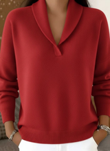 Eloise | Shawl Collar V-Neck Sweater