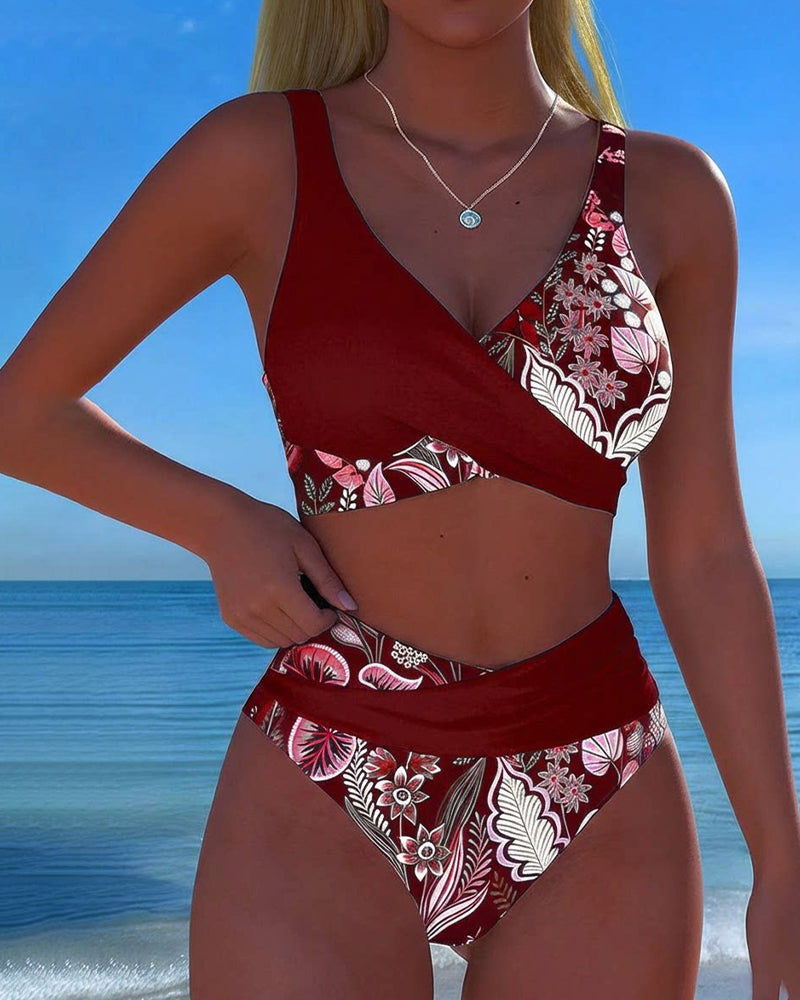 Yvette | Bikini Bicolore à Motif Floral