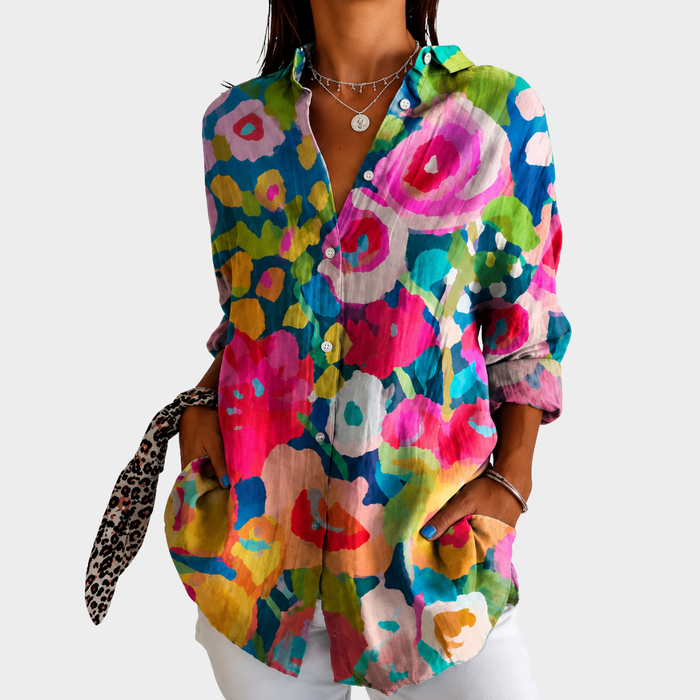 Sandrine | Bluse à Motif Jardin Peint