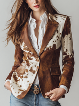 Solveig | Eco-Conscious Vintage Cow-Print Blazer