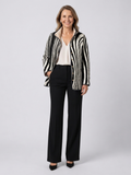 Sylvie | Black & White Curved Stripe Quilted Jacket