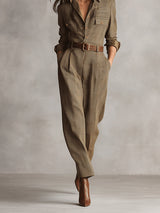 Célia | Brown Check Jumpsuit with Utility Details