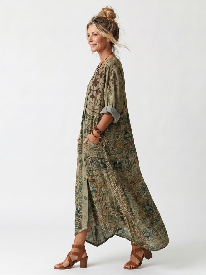 Rachilde | Robe Midi Boutonnée à Grandes Poches
