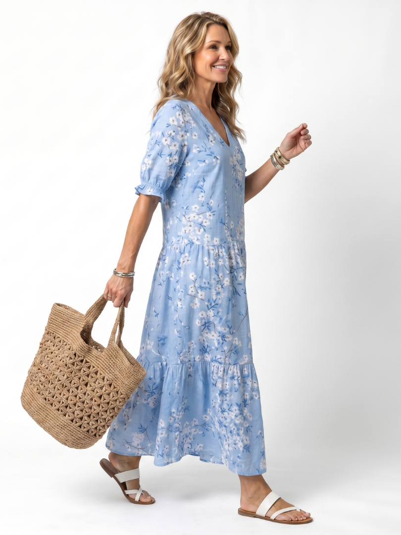 Florentine | Robe Midi Fleurie à Lanières